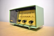 Load image into Gallery viewer, Lime Green 1961 Columbia Model C-611 Vacuum Tube AM Clock Radio Rare Model Color Combo!