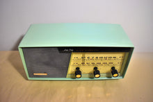 Load image into Gallery viewer, Lime Green 1961 Columbia Model C-611 Vacuum Tube AM Clock Radio Rare Model Color Combo!