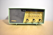 Load image into Gallery viewer, Lime Green 1961 Columbia Model C-611 Vacuum Tube AM Clock Radio Rare Model Color Combo!