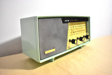Load image into Gallery viewer, Lime Green 1961 Columbia Model C-611 Vacuum Tube AM Clock Radio Rare Model Color Combo!
