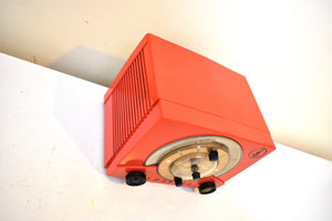 Crimson Red 1953 Emerson Model 724 AM Vacuum Tube Alarm Clock Radio Rare Awesome Color Sounds Great! Excellent Condition!