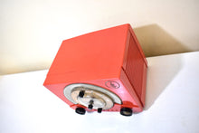Load image into Gallery viewer, Crimson Red 1953 Emerson Model 724 AM Vacuum Tube Alarm Clock Radio Rare Awesome Color Sounds Great! Excellent Condition!