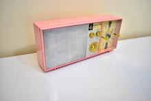 Load image into Gallery viewer, Barbie Pink 1962 Emerson Lifetimer II Model G-1705 AM Vacuum Tube Alarm Clock Radio Sounds Great! Excellent Condition!