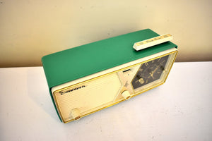 シャノン グリーン 1956 エマーソン モデル 919 真空管 AM ラジオ スラップスティック クロック ライト ワークス!色も音も素晴らしい！