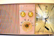 Load image into Gallery viewer, Bluetooth Ready To Go - Beige Pink 1962 Emerson Lifetimer I Model G-1704B AM Vacuum Tube Alarm Clock Radio Sounds Great!