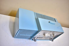 Load image into Gallery viewer, Powder Blue Mid Century 1961 General Electric Model C-481B Vacuum Tube AM Clock Radio Beauty Sounds Fantastic Desirable Color! Working Clock Light!