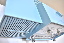 Load image into Gallery viewer, Powder Blue Mid Century 1961 General Electric Model C-481B Vacuum Tube AM Clock Radio Beauty Sounds Fantastic Desirable Color! Working Clock Light!