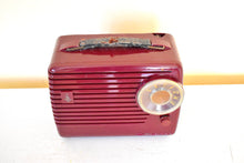 Load image into Gallery viewer, Burgundy Maroon 1954 Emerson Model 790 AM Portable Radio Excellent Condition Loud Clear Sounding!