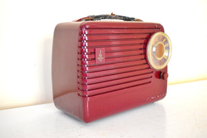 Burgundy Maroon 1954 Emerson Model 790 AM Portable Radio Excellent Condition Loud Clear Sounding!