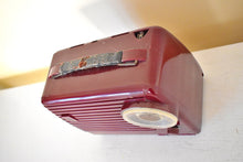 Load image into Gallery viewer, Burgundy Maroon 1954 Emerson Model 790 AM Portable Radio Excellent Condition Loud Clear Sounding!