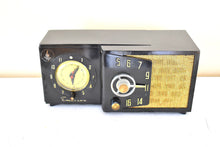 Load image into Gallery viewer, Ebony Black 1954 Emerson Model 788 Series B Vacuum Tube AM Alarm Clock Radio Rare! Excellent Condition! Sounds Great!