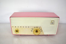 Load image into Gallery viewer, Flamingo Pink 1956 Emerson Model 927B Vacuum Tube Radio Sounds Great Excellent Condition!