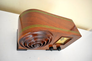Artisan Handcrafted Wood Vintage 1938-39 Emerson Model AX-212 "Bullseye" Vacuum Tube AM Radio Rare! Excellent Plus Condition!