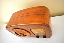 Load image into Gallery viewer, Artisan Handcrafted Wood Vintage Ingraham Emerson Model FL-418 &quot;Humpback Bullseye&quot; Vacuum Tube AM Radio Rare! Excellent Plus Condition!