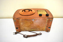 Load image into Gallery viewer, Artisan Handcrafted Wood Vintage Ingraham Emerson Model FL-418 &quot;Humpback Bullseye&quot; Vacuum Tube AM Radio Rare! Excellent Plus Condition!