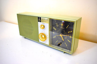 アボカド エルドラド 1962年 エマーソン ライフタイマー I モデル G-1704 AM 真空管目覚まし時計ラジオ 音がいい！いい色！
