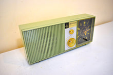 Charger l&#39;image dans la galerie, Avocado Eldorado 1962 Emerson Lifetimer I Model G-1704 AM Vacuum Tube Alarm Clock Radio Sounds Great! Nice Color!