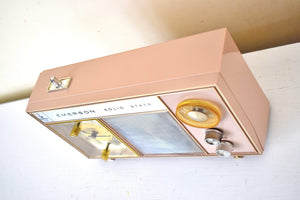 Beige Pink 1960s Emerson Unknown Model AM Solid State Alarm Clock Radio Sounds Fantastic! Excellent Condition!