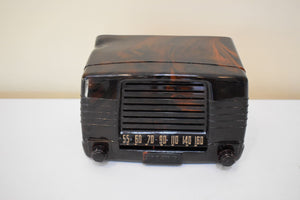 Marbly Brown Mocha Swirl 1949 FADA Model 855 Coloradio AM Vacuum Tube Radio Sounds Great!