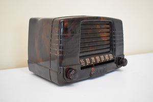 Marbly Brown Mocha Swirl 1949 FADA Model 855 Coloradio AM Vacuum Tube Radio Sounds Great!