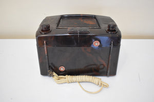 Marbly Brown Mocha Swirl 1949 FADA Model 855 Coloradio AM Vacuum Tube Radio Sounds Great!