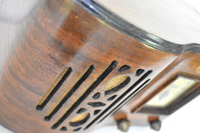 Load image into Gallery viewer, Curved Wood 1939 Firestone Model S-7398-1 "The Beaumont" Vacuum Tube AM Radio Excellent Condition! Sounds Great!