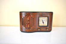 Load image into Gallery viewer, Curved Wood 1939 Firestone Model S-7398-1 &quot;The Beaumont&quot; Vacuum Tube AM Radio Excellent Condition! Sounds Great!