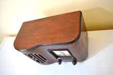 Load image into Gallery viewer, Curved Wood 1939 Firestone Model S-7398-1 &quot;The Beaumont&quot; Vacuum Tube AM Radio Excellent Condition! Sounds Great!