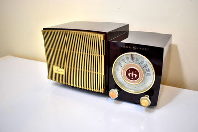 Burgundy Marble Swirly 1955 General Electric Model 475 AM Vacuum Tube Radio Real Charmer! Excellent Condition!