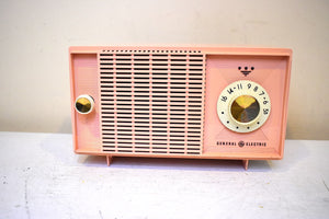 Bluetooth Ready To Go - Carnation Pink 1959 General Electric Model T-125 AM Vacuum Tube Radio Sounds Great Excellent Condition!