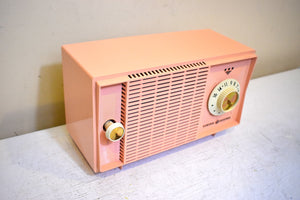 Bluetooth Ready To Go - Carnation Pink 1959 General Electric Model T-125 AM Vacuum Tube Radio Sounds Great Excellent Condition!