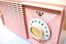 Load image into Gallery viewer, Bluetooth Ready To Go - Carnation Pink 1959 General Electric Model T-125 AM Vacuum Tube Radio Sounds Great Excellent Condition!