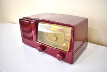 Load image into Gallery viewer, Bluetooth Ready To Go - Burgundy Red 1950 General Electric Model 411 Vacuum Tube AM Radio Alarm Clock Excellent Condition! Sounds Great!