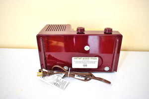 Bluetooth Ready To Go - Burgundy Red 1950 General Electric Model 411 Vacuum Tube AM Radio Alarm Clock Excellent Condition! Sounds Great!