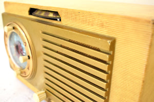 Tiger Stripe Maple 1952 General Electric Model 522 AM Vacuum Tube Clock Radio Alarm Excellent Condition! Sounds Great!