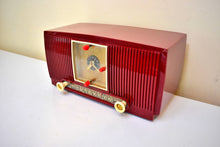 Load image into Gallery viewer, Cranberry Red 1954 General Electric Model 548PH AM Vacuum Tube Radio Excellent Condition Sounds Great!