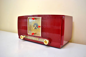 Cranberry Red 1954 General Electric Model 548PH AM Vacuum Tube Radio Excellent Condition Sounds Great!