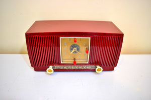 Cranberry Red 1954 General Electric Model 548PH AM Vacuum Tube Radio Excellent Condition Sounds Great!