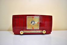 Load image into Gallery viewer, Cranberry Red 1954 General Electric Model 548PH AM Vacuum Tube Radio Excellent Condition Sounds Great!