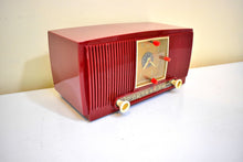 Load image into Gallery viewer, Cranberry Red 1954 General Electric Model 548PH AM Vacuum Tube Radio Excellent Condition Sounds Great!