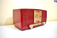 Load image into Gallery viewer, Cranberry Red 1954 General Electric Model 548PH AM Vacuum Tube Radio Excellent Condition Sounds Great!