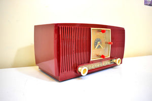 Cranberry Red 1954 General Electric Model 548PH AM Vacuum Tube Radio Excellent Condition Sounds Great!