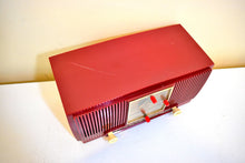 Load image into Gallery viewer, Cranberry Red 1954 General Electric Model 548PH AM Vacuum Tube Radio Excellent Condition Sounds Great!