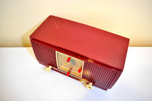 Load image into Gallery viewer, Cranberry Red 1954 General Electric Model 548PH AM Vacuum Tube Radio Excellent Condition Sounds Great!