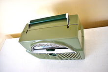 Load image into Gallery viewer, Leaf Green 1951 General Electric Model 611 AM Portable Vacuum Tube Radio Sounds Great!