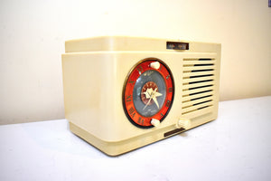 ギリシャ アイボリー 1948 ゼネラル エレクトリック モデル 62 AM 真空管時計 ラジオ アラーム 素晴らしい状態です。いいね！