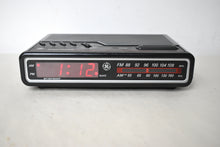 Load image into Gallery viewer, Matte Black 1980s General Electric Model 7-4614A AM FM Digital Alarm Clock Radio! Excellent Condition!