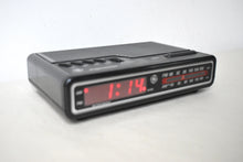 Load image into Gallery viewer, Matte Black 1980s General Electric Model 7-4614A AM FM Digital Alarm Clock Radio! Excellent Condition!