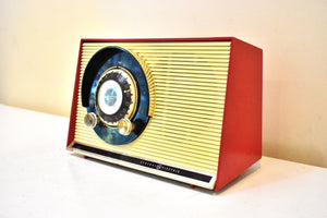 カーディナル レッド 1959 ゼネラル エレクトリック モデル 861 真空管 AM ラジオ スプートニク アトミック エイジ ビューティー!