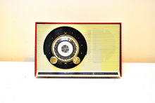 画像をギャラリービューアに読み込む, カーディナル レッド 1959 ゼネラル エレクトリック モデル 861 真空管 AM ラジオ スプートニク アトミック エイジ ビューティー!